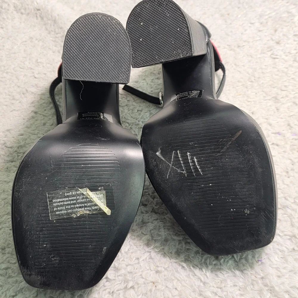 Olivia Miller Platform‎ Sandals Black Red Heart Heel Women Size 7 Excellent